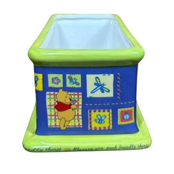 Disney WINNIE THE POOH Ceramic Flower Pot Planter Garden Porch Decor Rectangle - Picture 2 of 8
